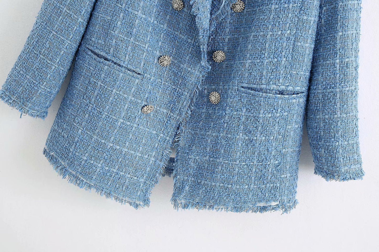 Tyra | Lichtblauwe Tweed Blazer