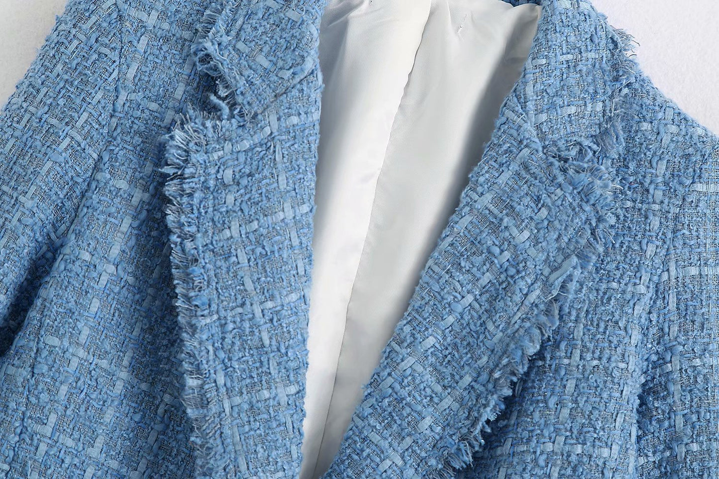 Tyra | Lichtblauwe Tweed Blazer