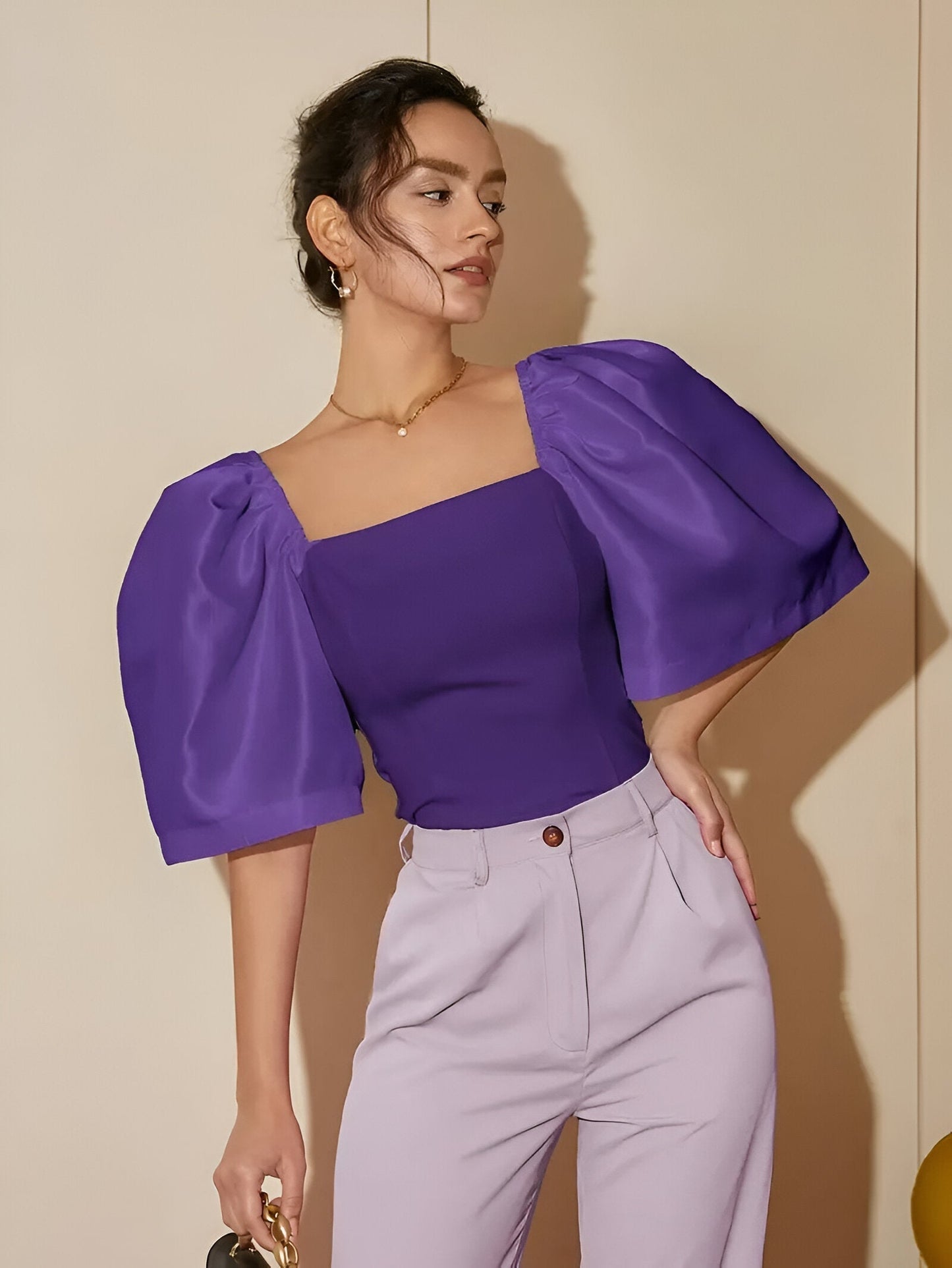 Bobby | Blouse Met Vierkante Hals En Pofmouwen