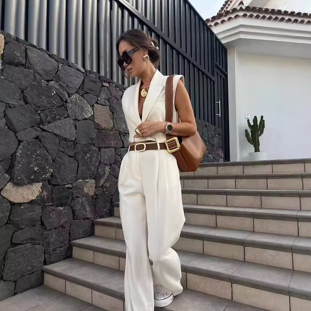 Esmeralda | Set Crème Top Met Pantalon