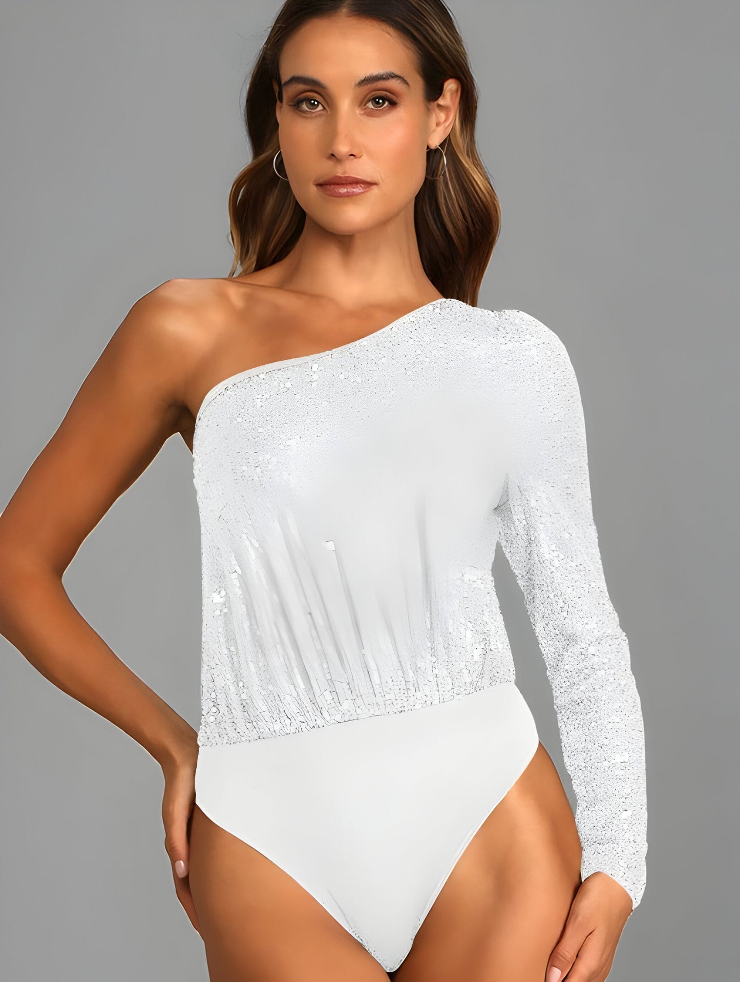 Sheila | Stijlvolle Glitter One-Shoulder Top