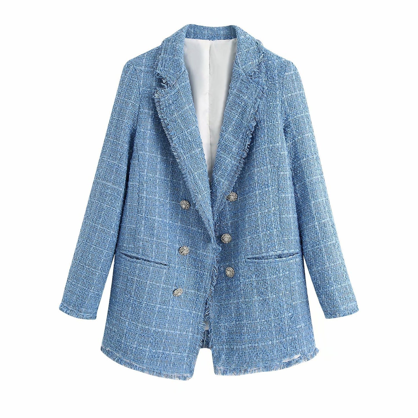 Tyra | Lichtblauwe Tweed Blazer