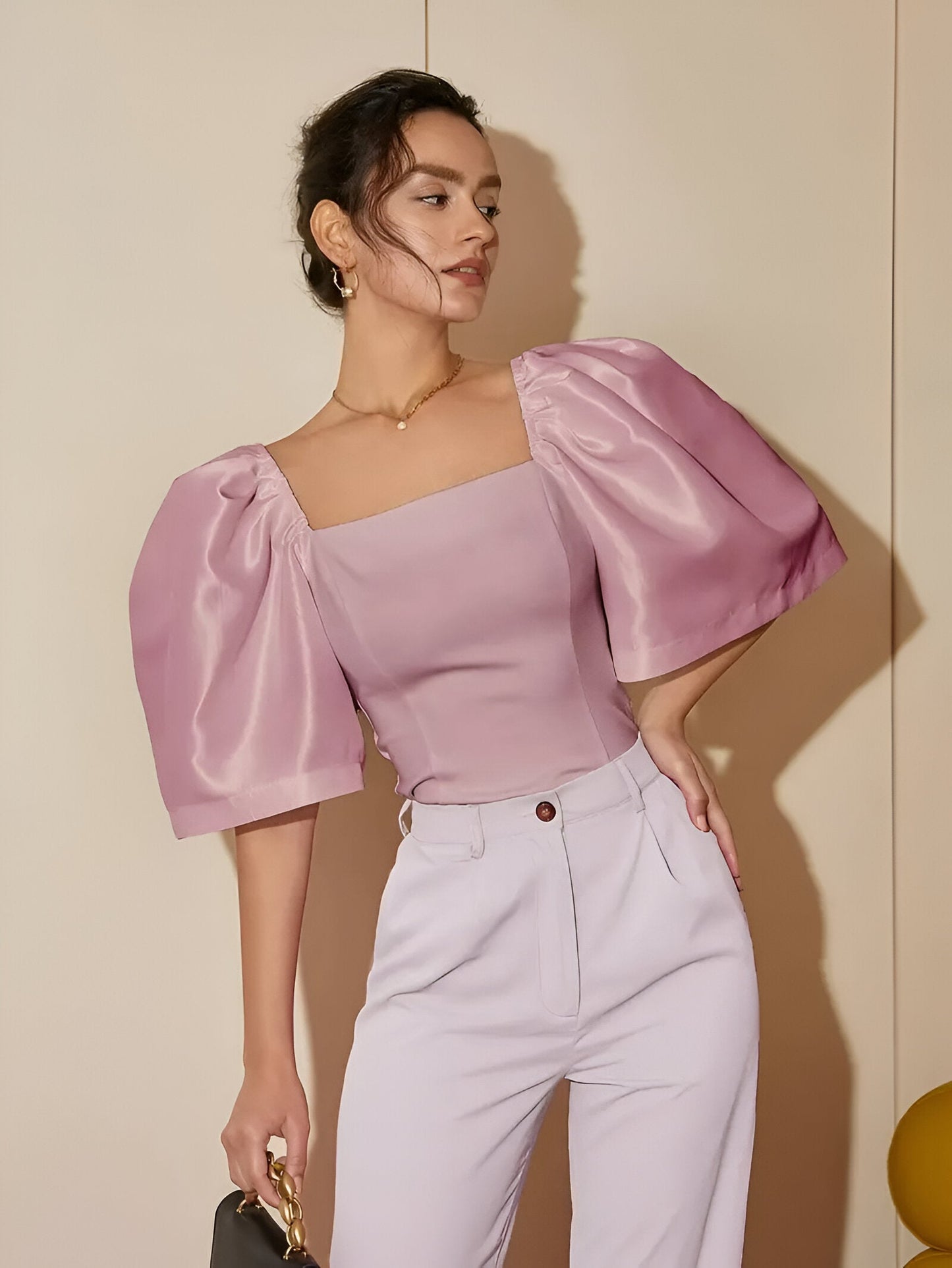 Bobby | Blouse Met Vierkante Hals En Pofmouwen
