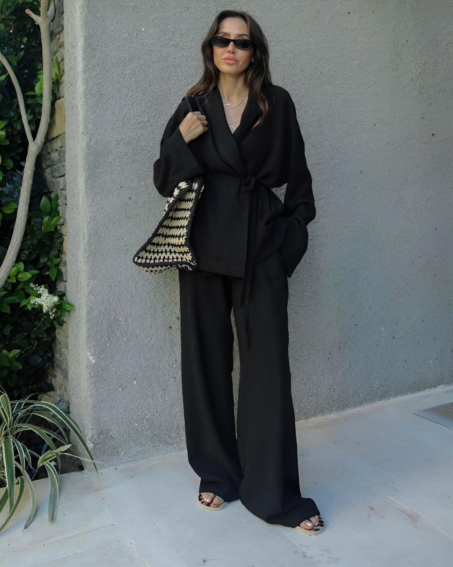 Kiki | Dames Kimono Jas Met Wijde Mouwen En Taille Ceintuur