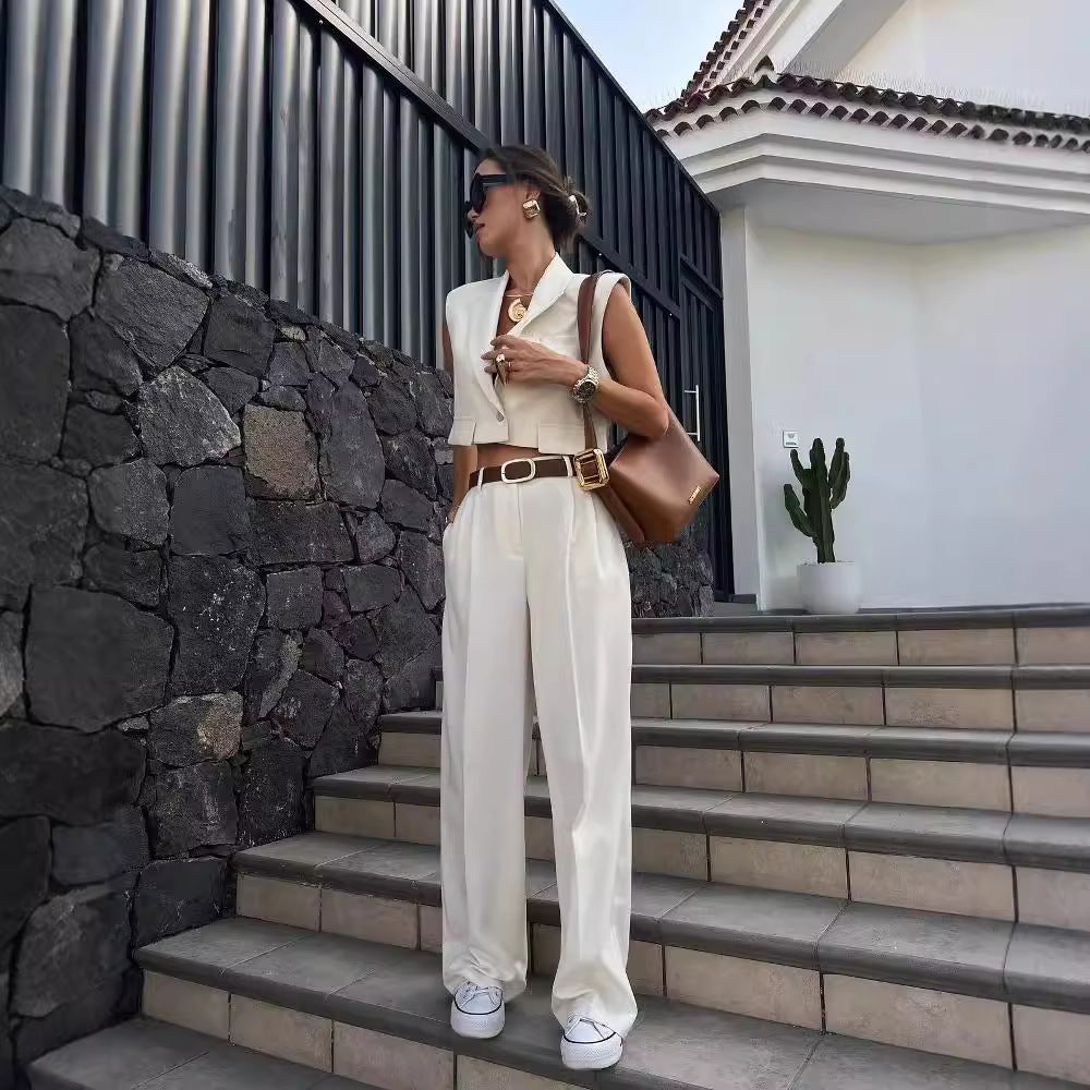 Esmeralda | Set Crème Top Met Pantalon