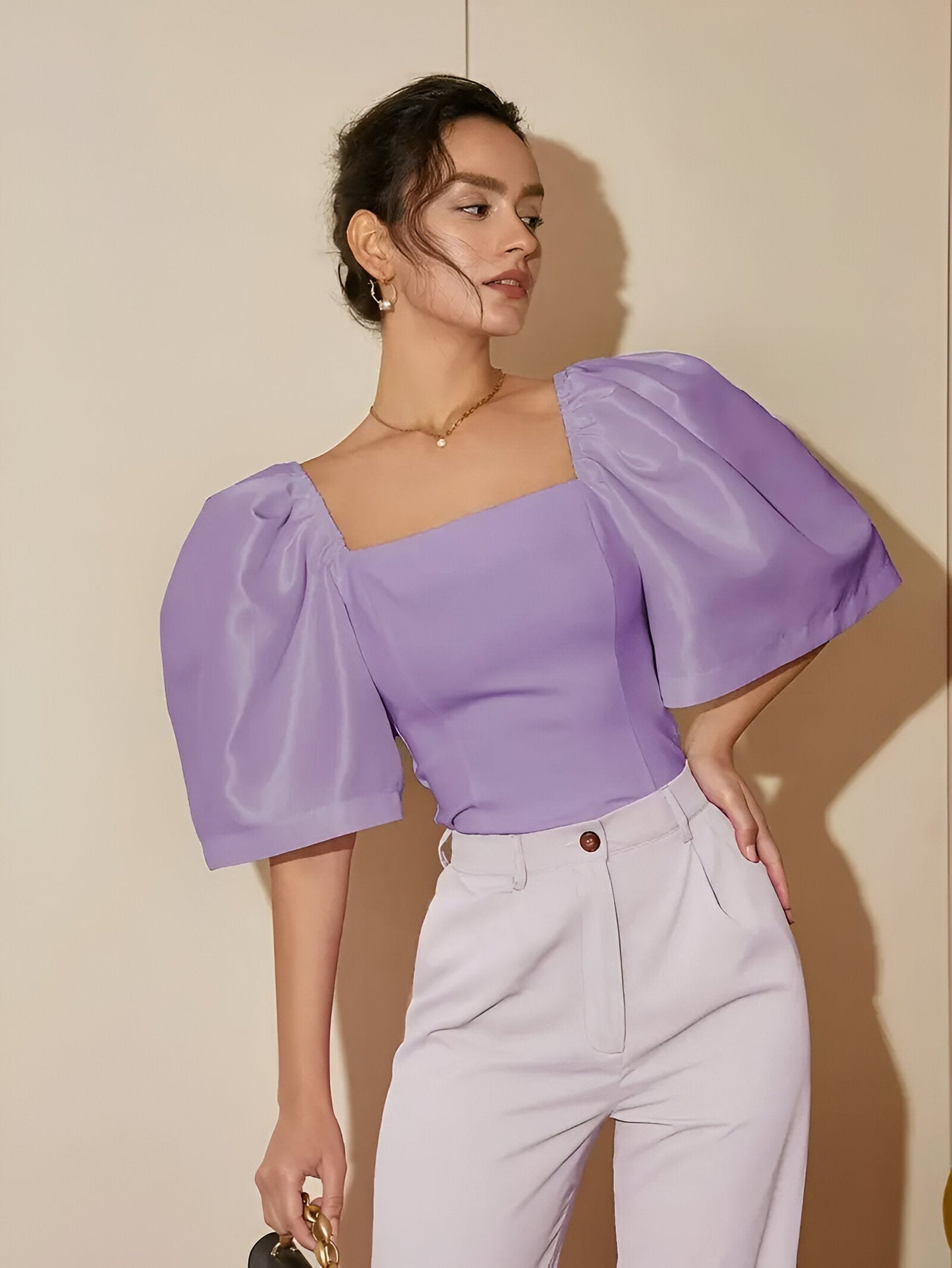 Bobby | Blouse Met Vierkante Hals En Pofmouwen