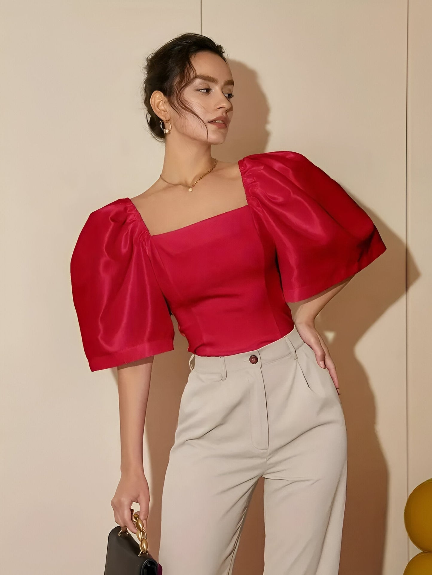 Bobby | Blouse Met Vierkante Hals En Pofmouwen