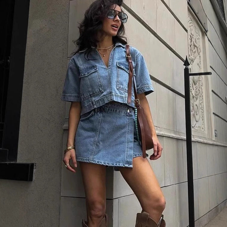 Salomé | Denim Set Top Met Skort