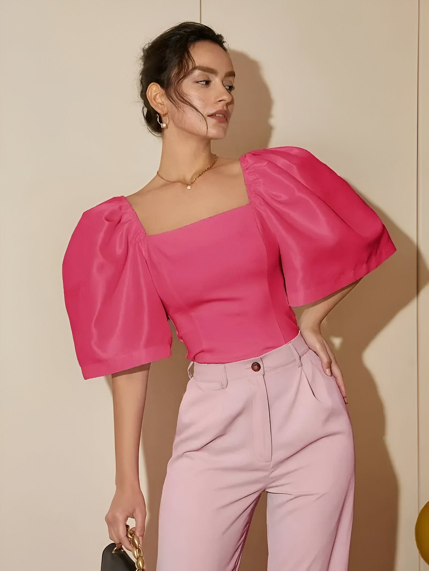 Bobby | Blouse Met Vierkante Hals En Pofmouwen