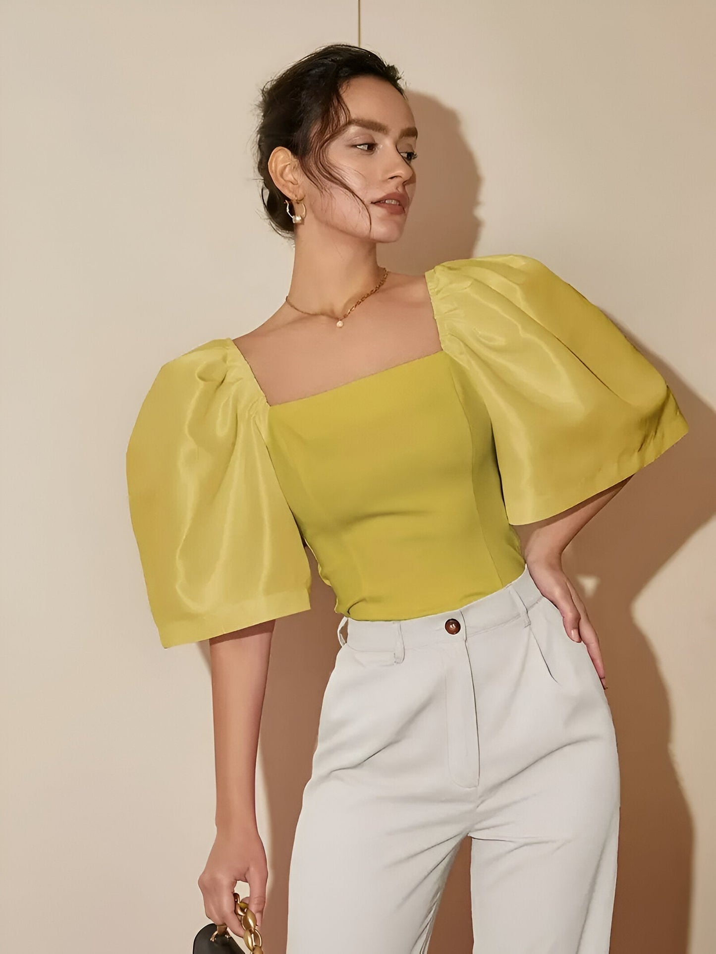 Bobby | Blouse Met Vierkante Hals En Pofmouwen