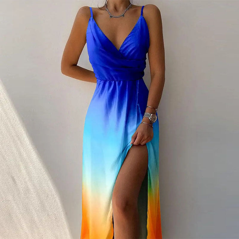 Alaya | Elegante Maxi Jurk Met Split Voor Dames