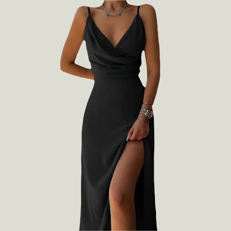Alaya | Elegante Maxi Jurk Met Split Voor Dames