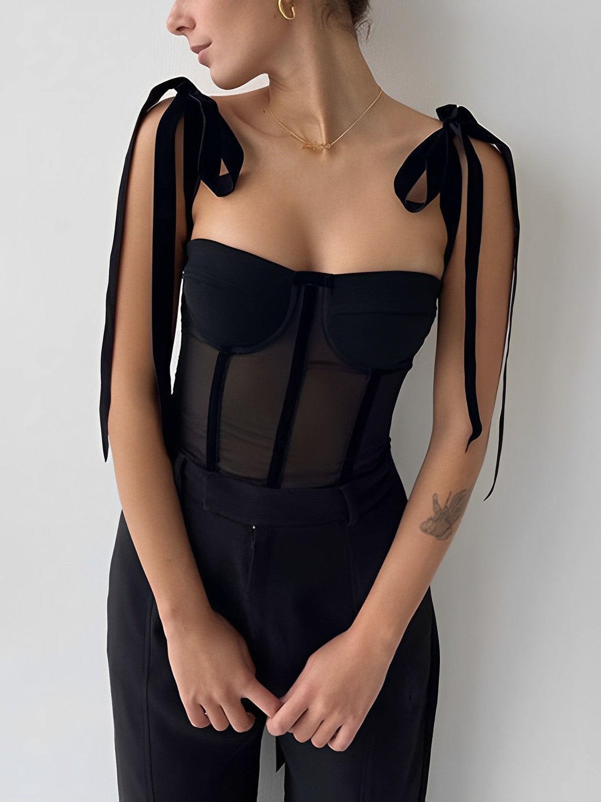 Hazel | Doorzichtige Mesh Bustier Top Voor Dames