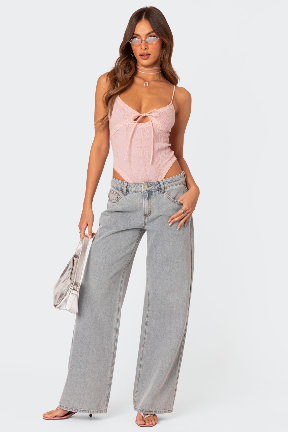 Florine | Oversized Jeans Met Strikjes Op Achterzak