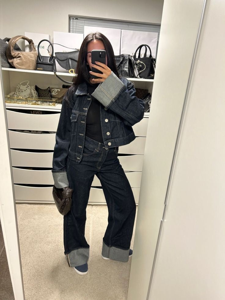 Maya | Denim Tweedelige Set Jas Met Broek