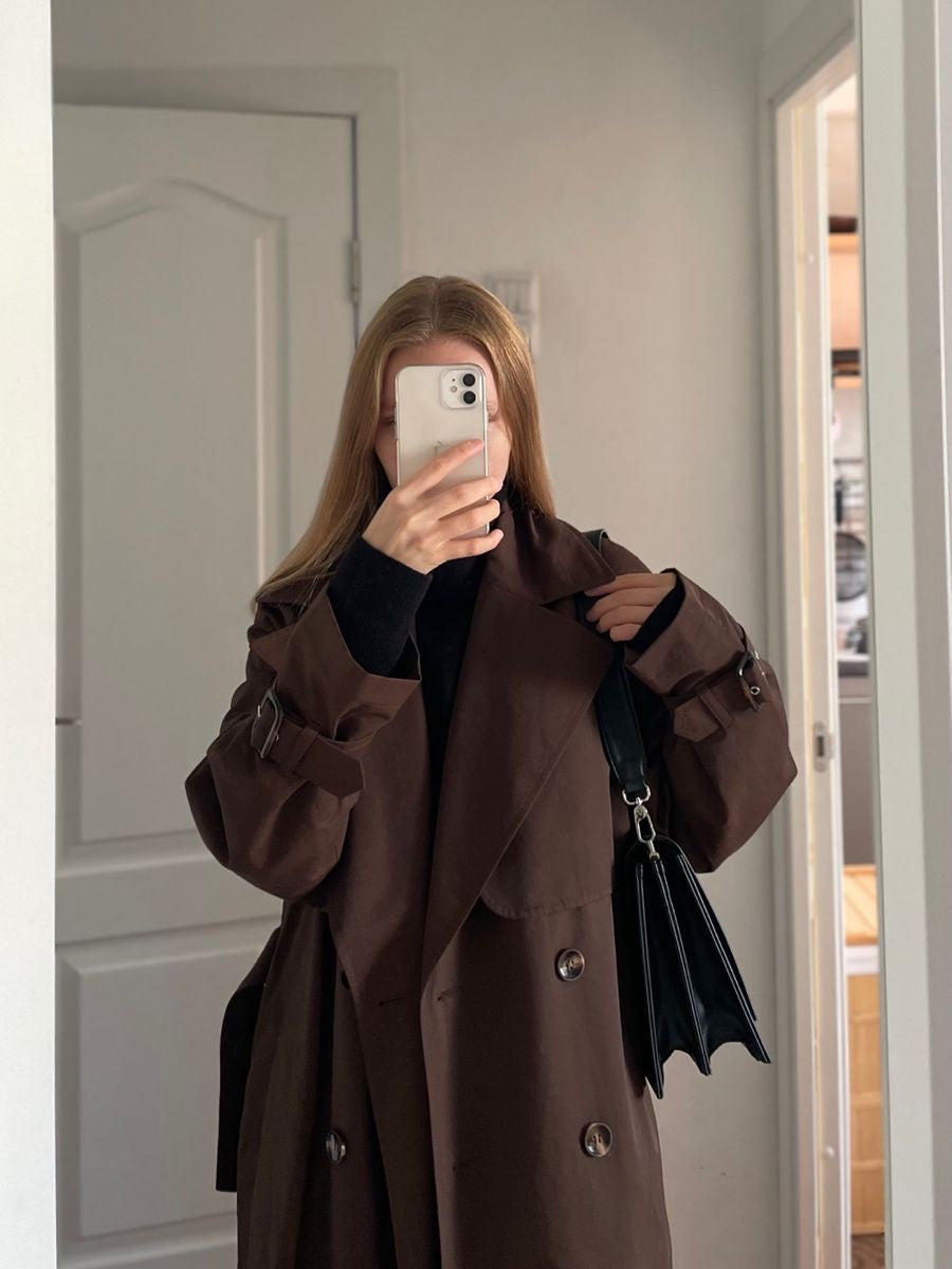 Samie | Bruine Lange Trenchcoat