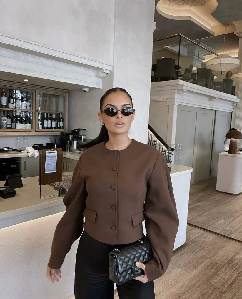 Maura | Mocha Set Vest Met Korte Rok