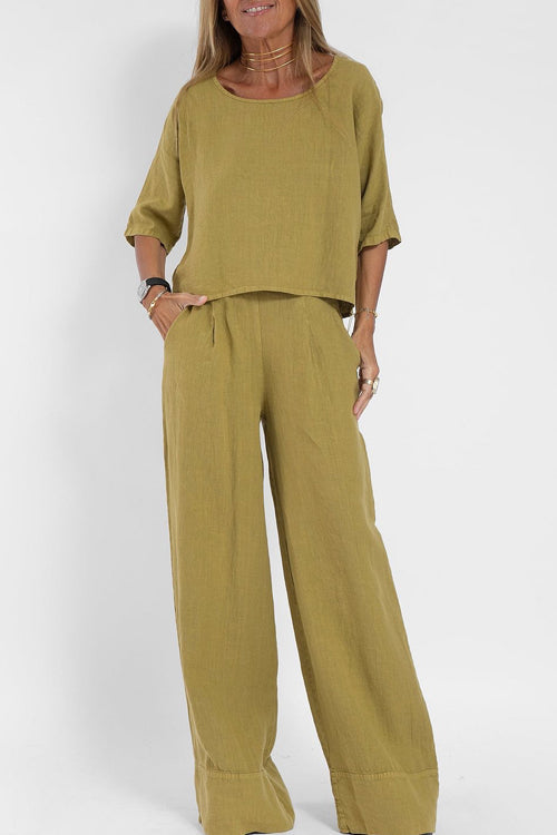 Margaux | Luchtig Tweedelig Pak Met Hoge Taille Broek