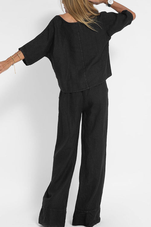 Margaux | Luchtig Tweedelig Pak Met Hoge Taille Broek