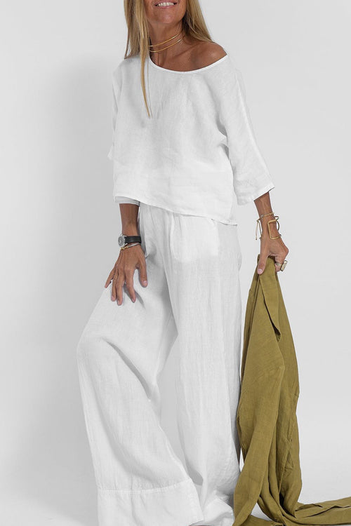 Margaux | Luchtig Tweedelig Pak Met Hoge Taille Broek
