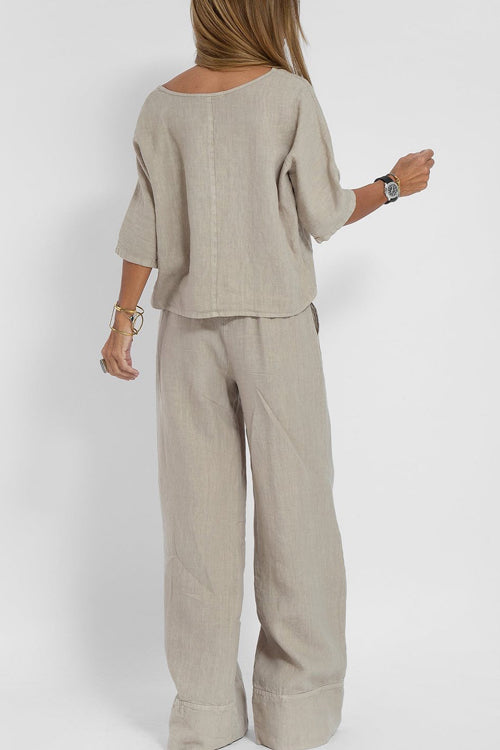 Margaux | Luchtig Tweedelig Pak Met Hoge Taille Broek