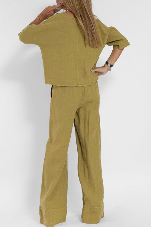Margaux | Luchtig Tweedelig Pak Met Hoge Taille Broek