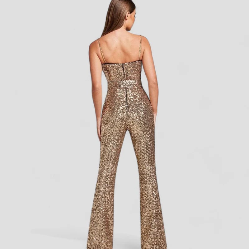 Louise | Elegant Goude Jumpsuit Met Pailletten