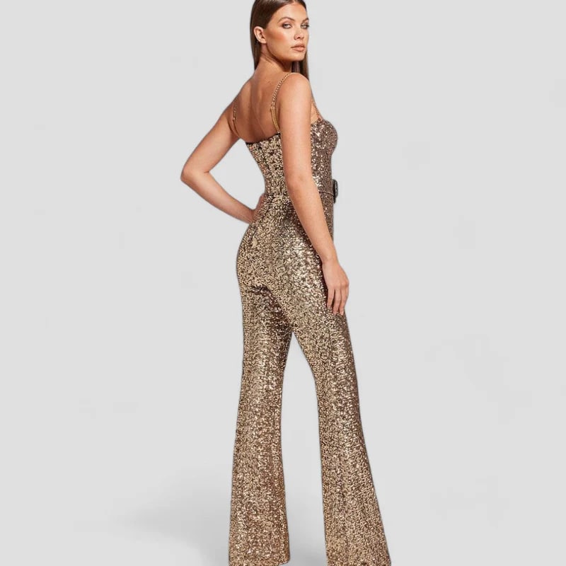 Louise | Elegant Goude Jumpsuit Met Pailletten