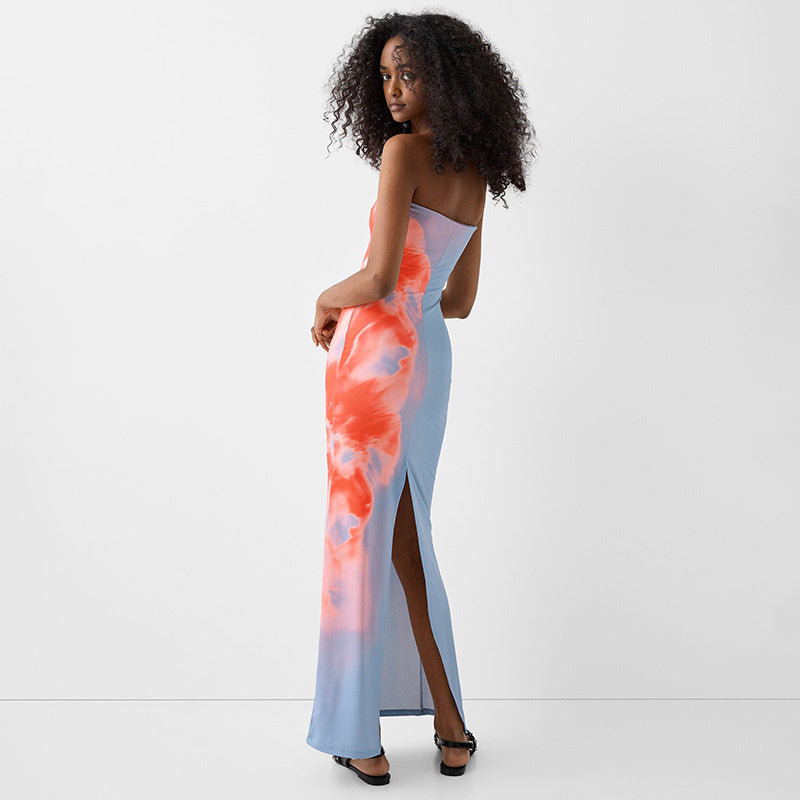 Mara | Strapless Maxi Jurk Met Printenbloem
