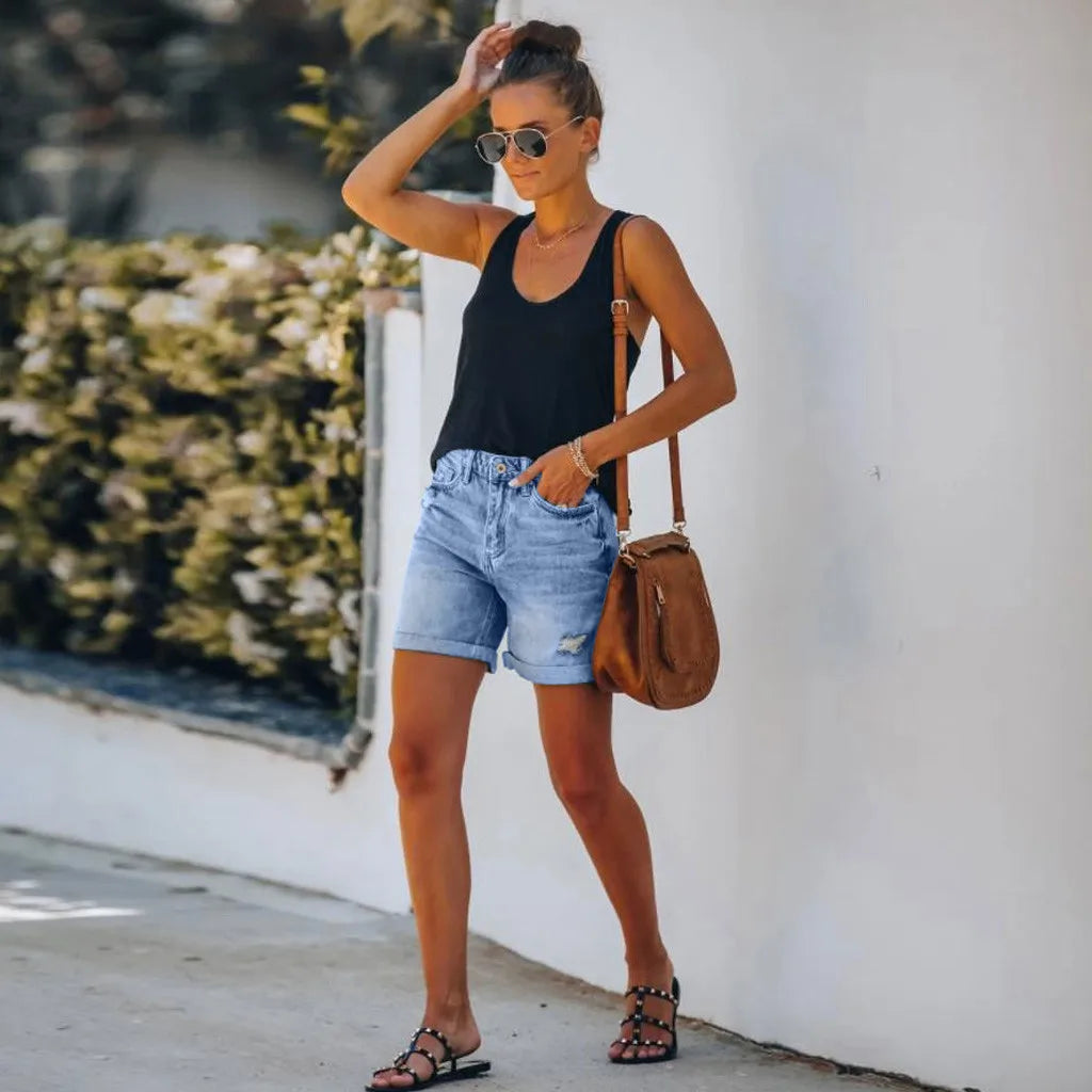Marisol | Hoge Taille Denim Shorts