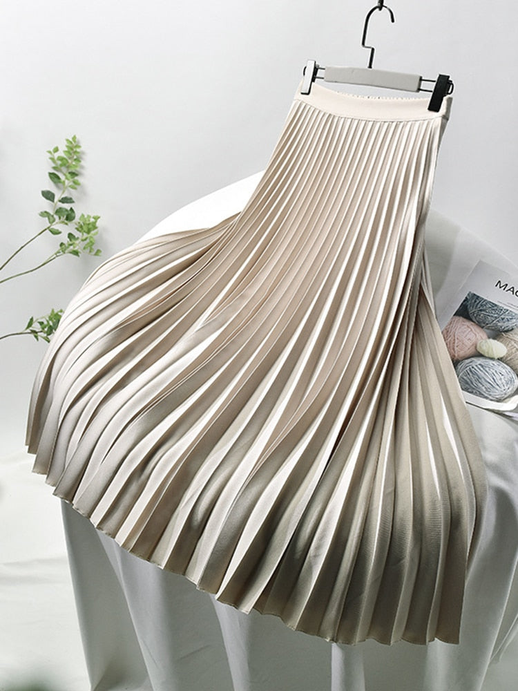 Delany | Elegante Plissérok Met Hoge Taille