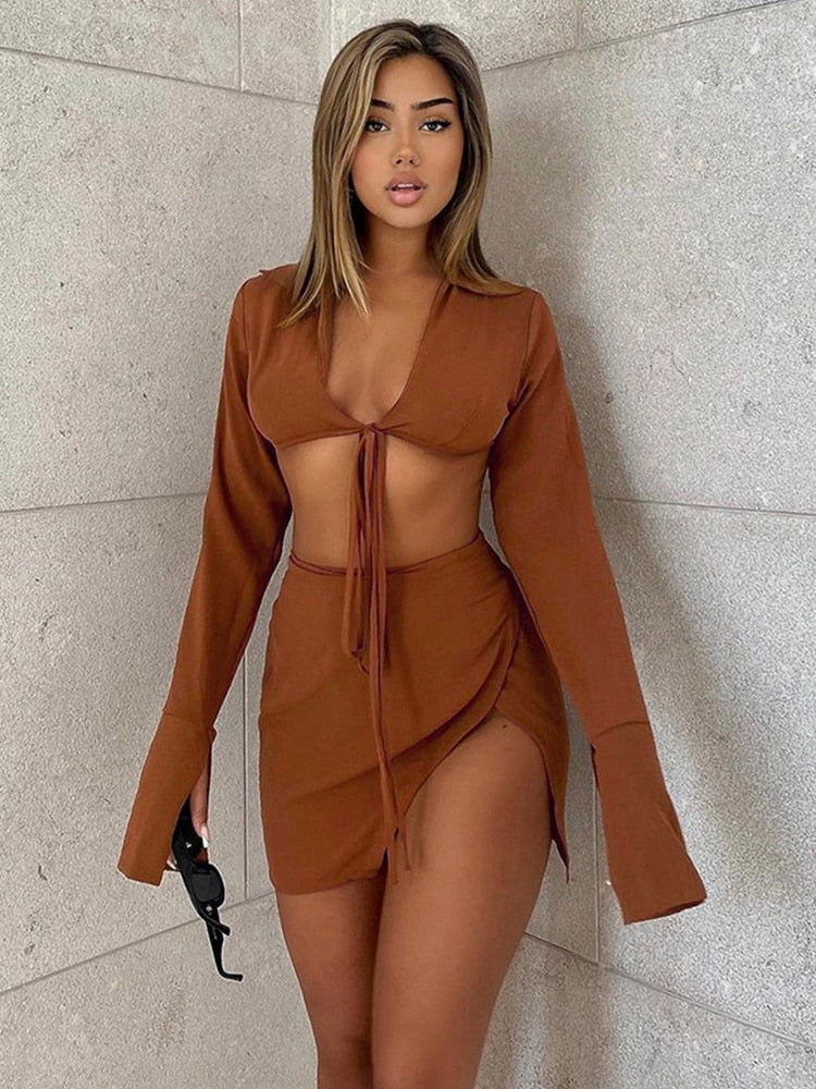 Wendy | Bruine Zomerset Top Met Rok