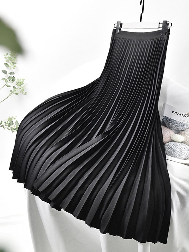 Delany | Elegante Plissérok Met Hoge Taille