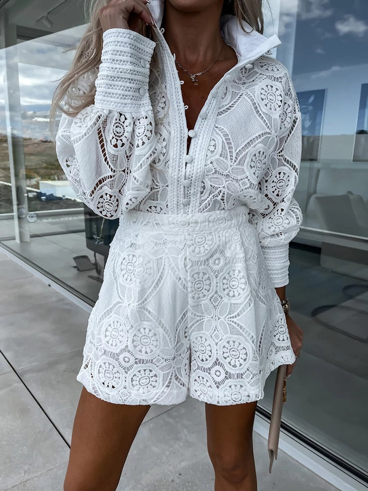 Liselotte | Kanten Set Top Met Short