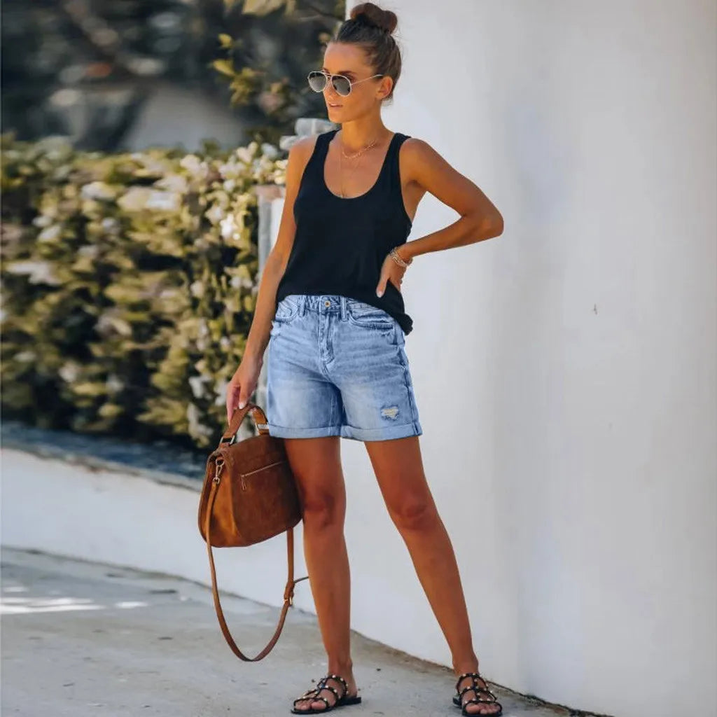 Marisol | Hoge Taille Denim Shorts