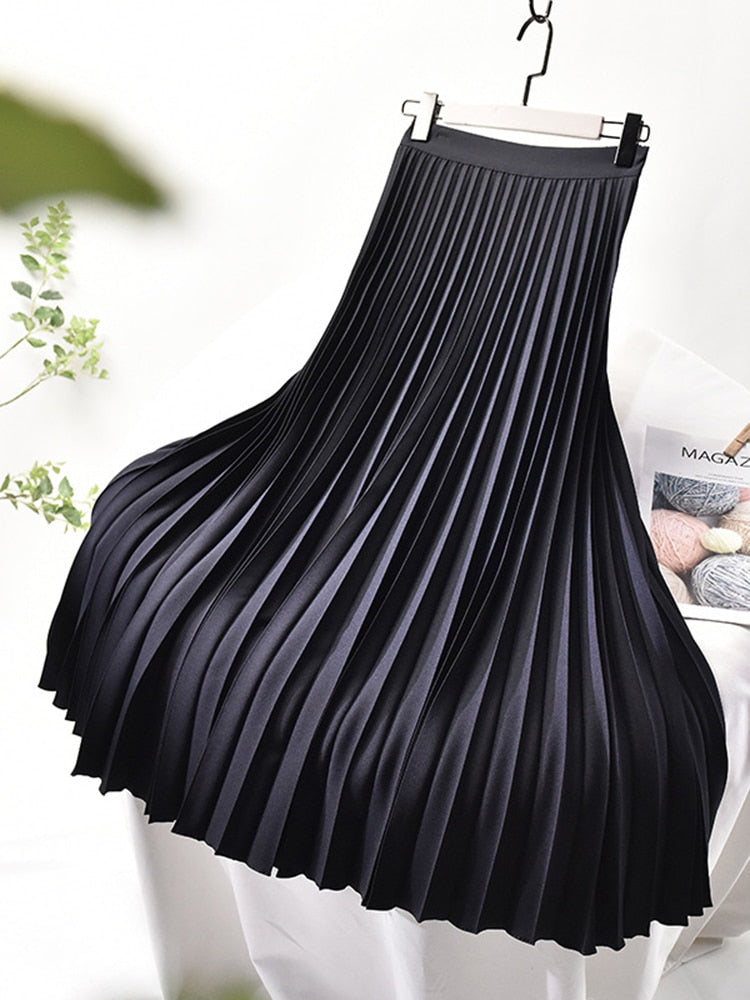 Delany | Elegante Plissérok Met Hoge Taille