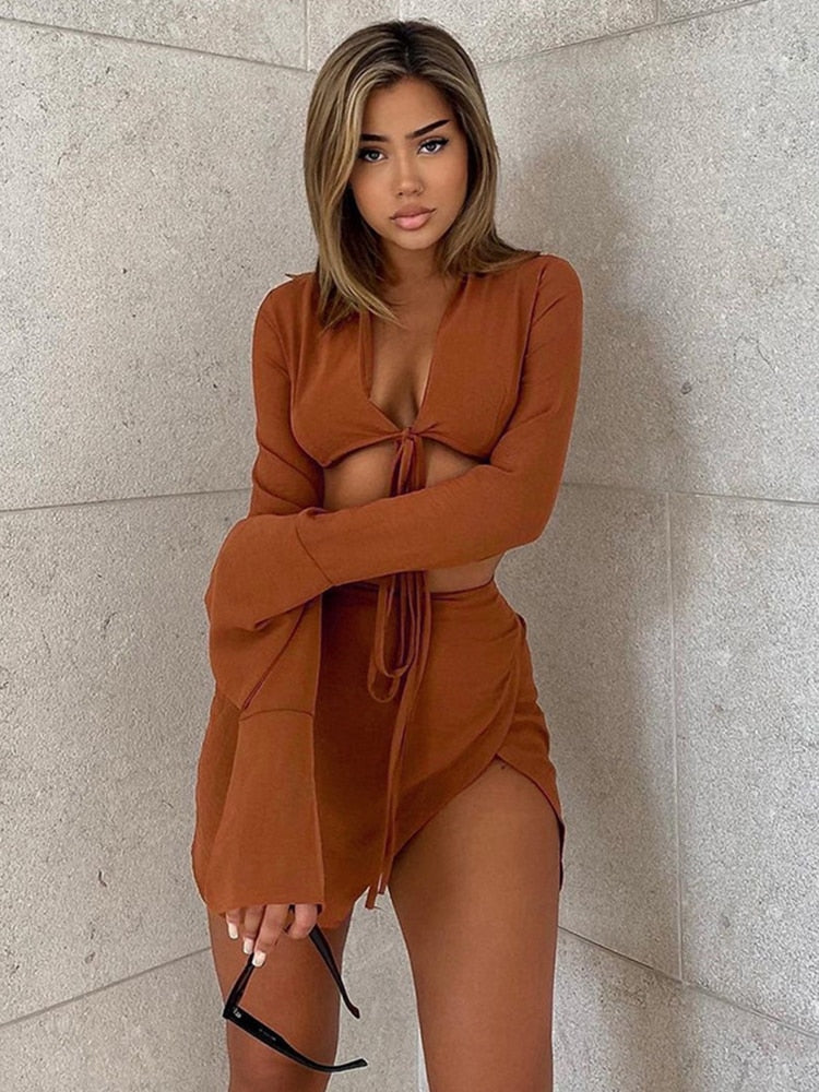 Wendy | Bruine Zomerset Top Met Rok