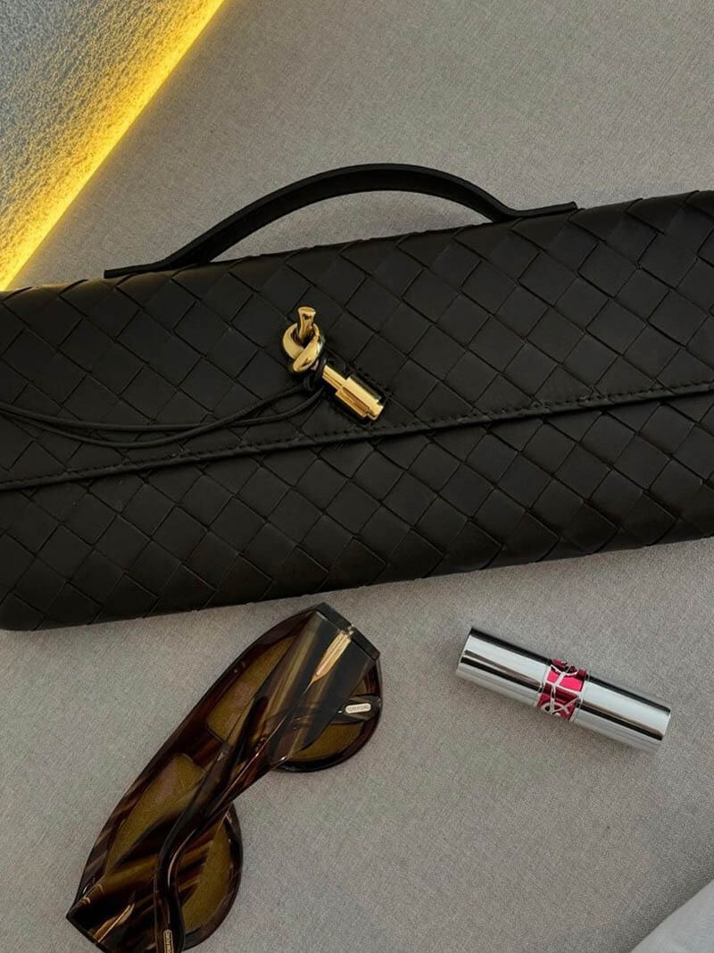Celeste | Luxe Geweven Handtas Met Gouden Sluiting
