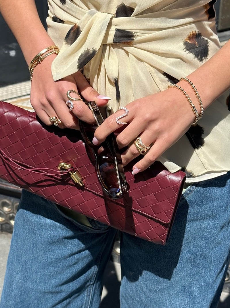Celeste | Luxe Geweven Handtas Met Gouden Sluiting