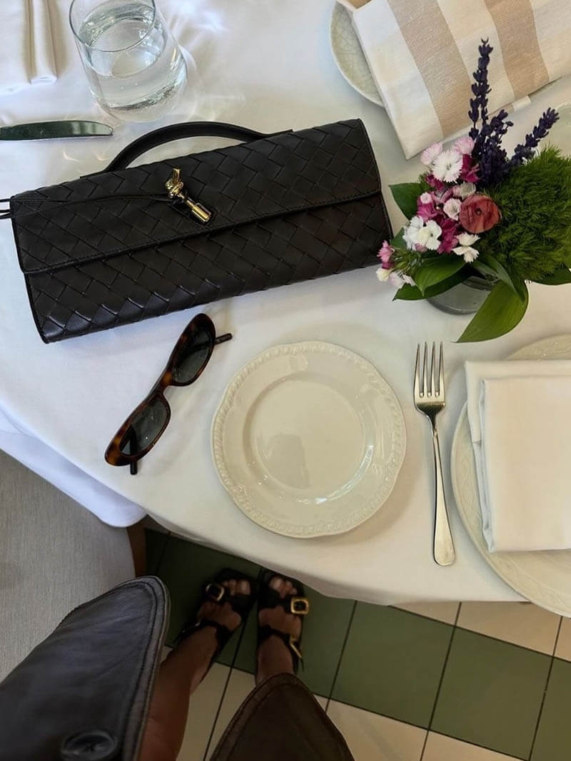 Celeste | Luxe Geweven Handtas Met Gouden Sluiting