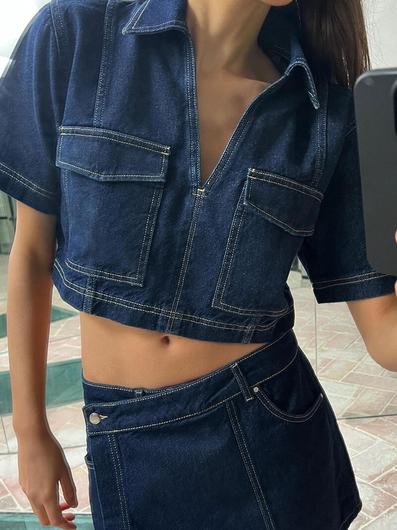Salomé | Denim Set Top Met Skort