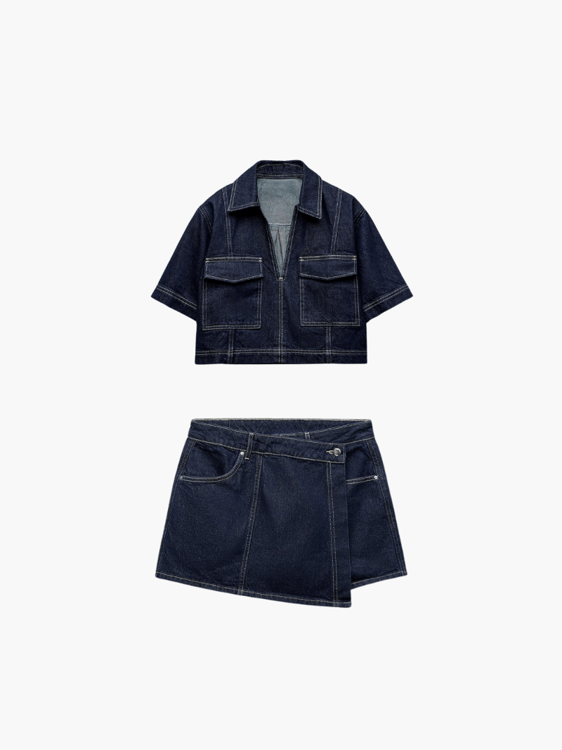 Salomé | Denim Set Top Met Skort