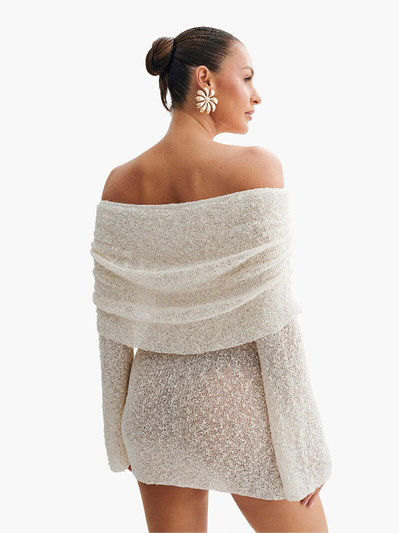 Marie | Offshoulder Mini Jurk Met Lange Mouwen