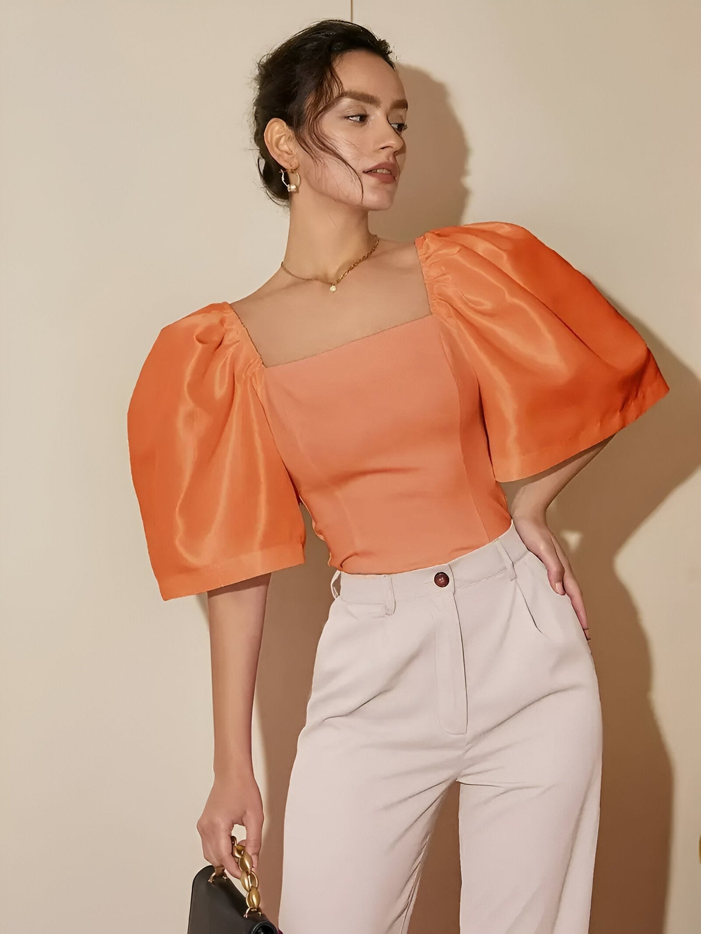 Bobby | Blouse Met Vierkante Hals En Pofmouwen