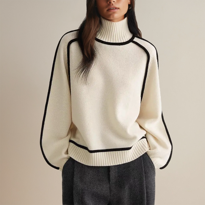 Celine | Wollen Coltrui Met Zwarte Details