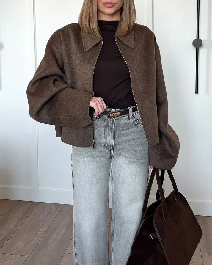 Mae | Bruine Stijlvolle Jas
