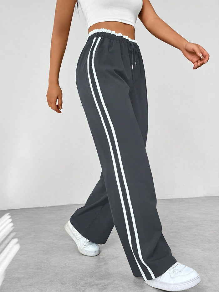Mia | Rechte Broek Met Zijstreep