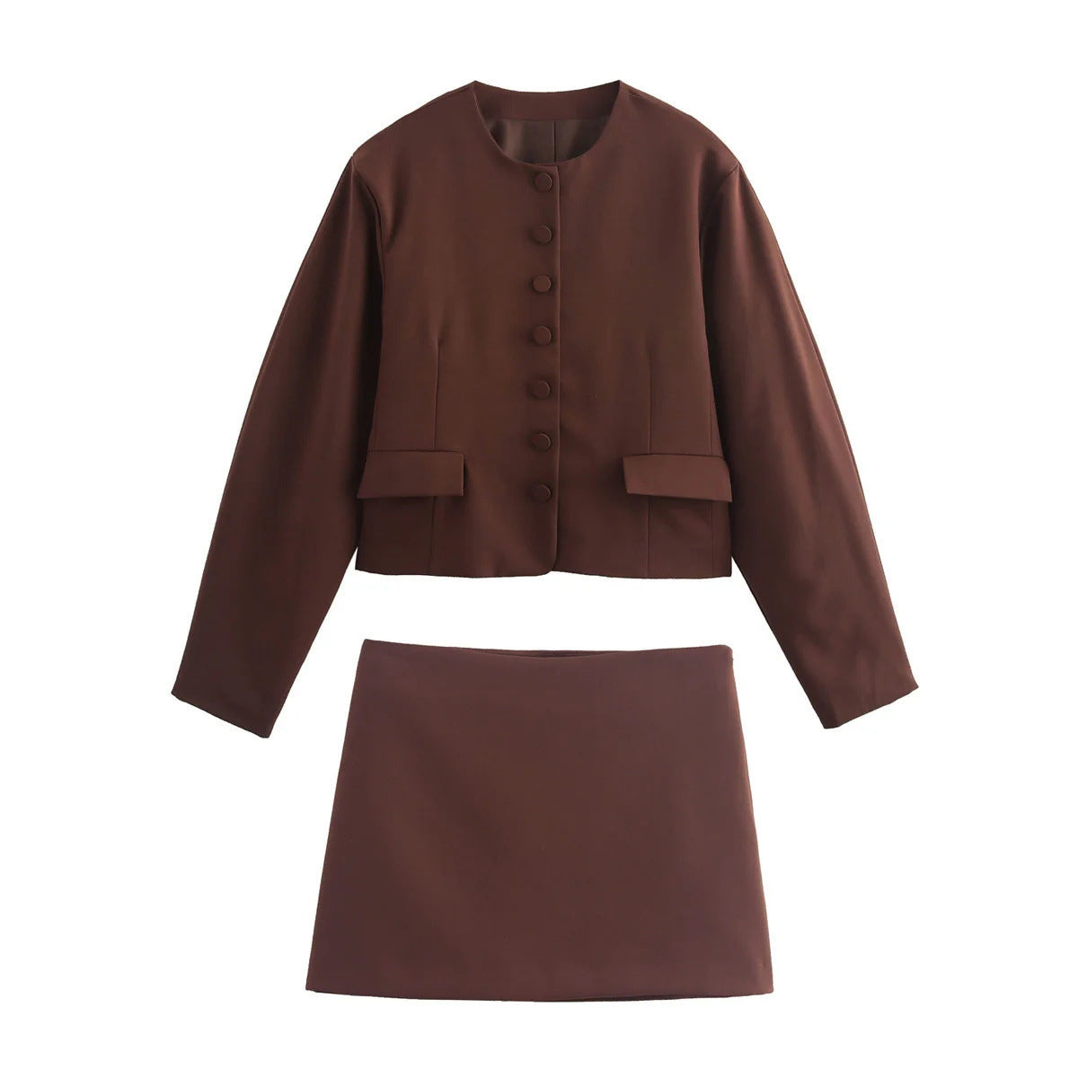 Maura | Mocha Set Vest Met Korte Rok