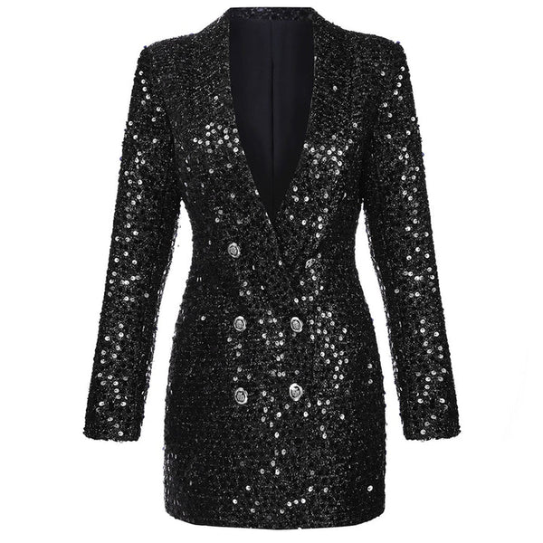 Cheyenne | Zwarte Blazerjurk Met Glitters