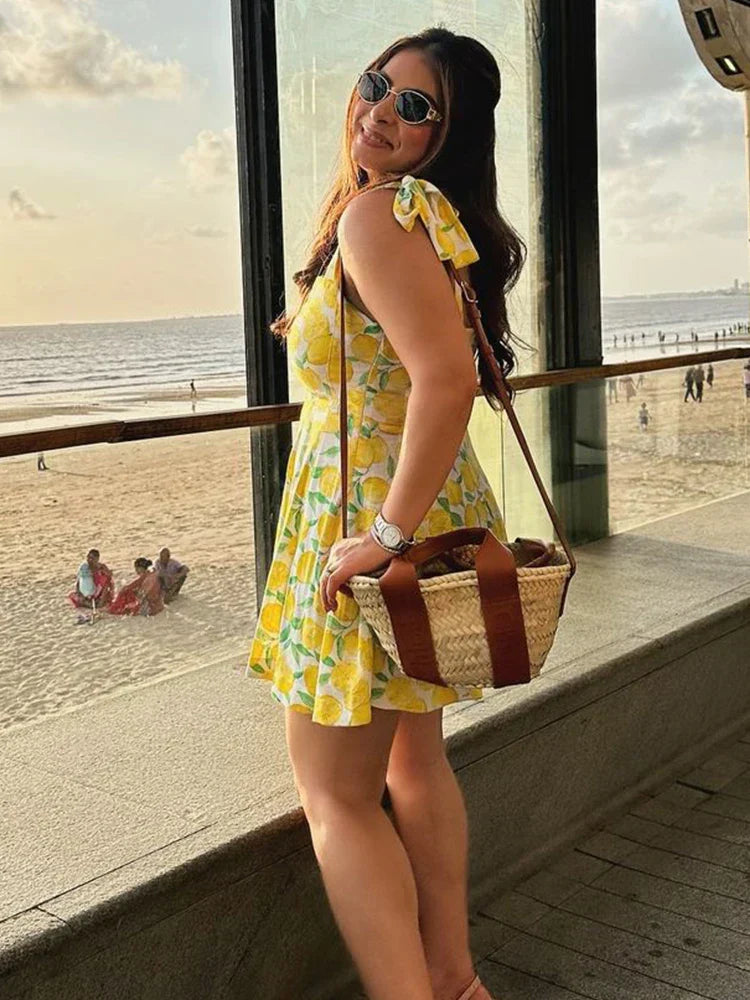 Gigi | Gele Dames Jurk Met Bloemen